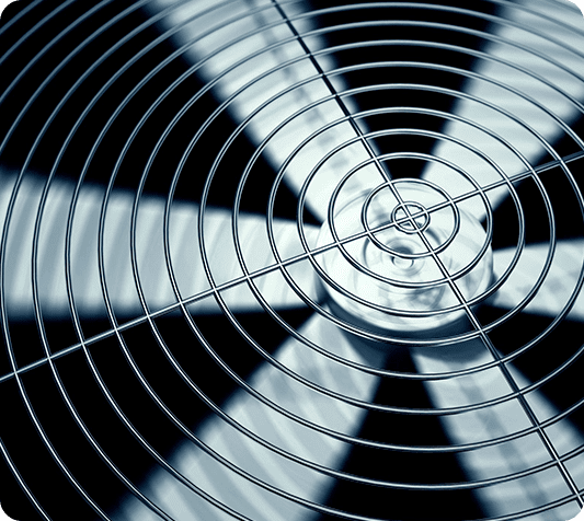 A close up of the blades on an air conditioner